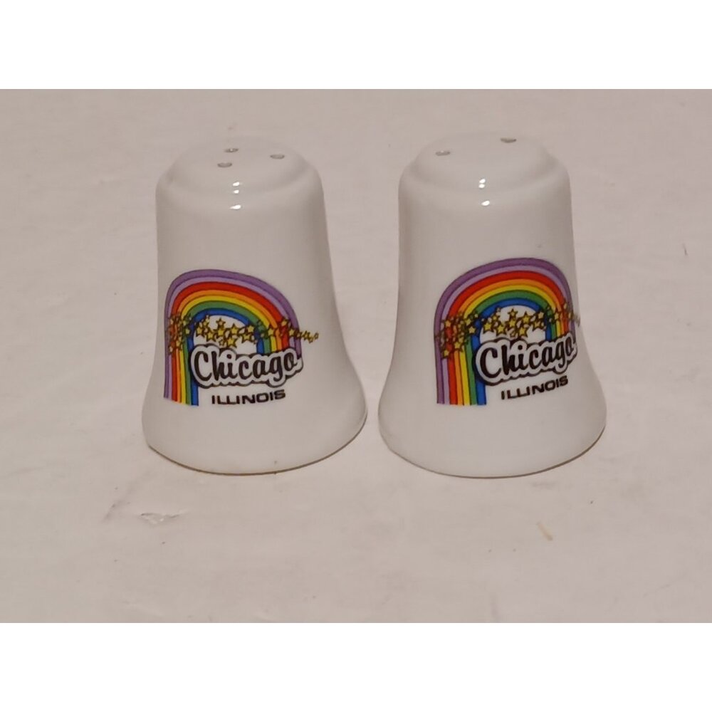 vintage Chicago Illinois Rainbow  Salt And Pepper Shakers